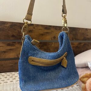 Charter Club Blue and Tan Shoulder Bag